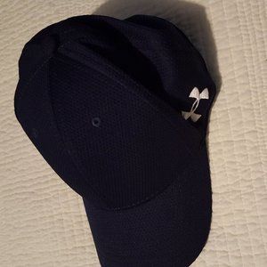 Under Armour  Fitted Baseball Hat, Navy Blue w/White, Size S/M